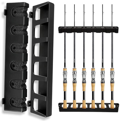 Wall-Mounted Fishing Rod Holder for 6 Rods