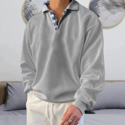 V-neck Long Sleeve Sweatshirt in gray