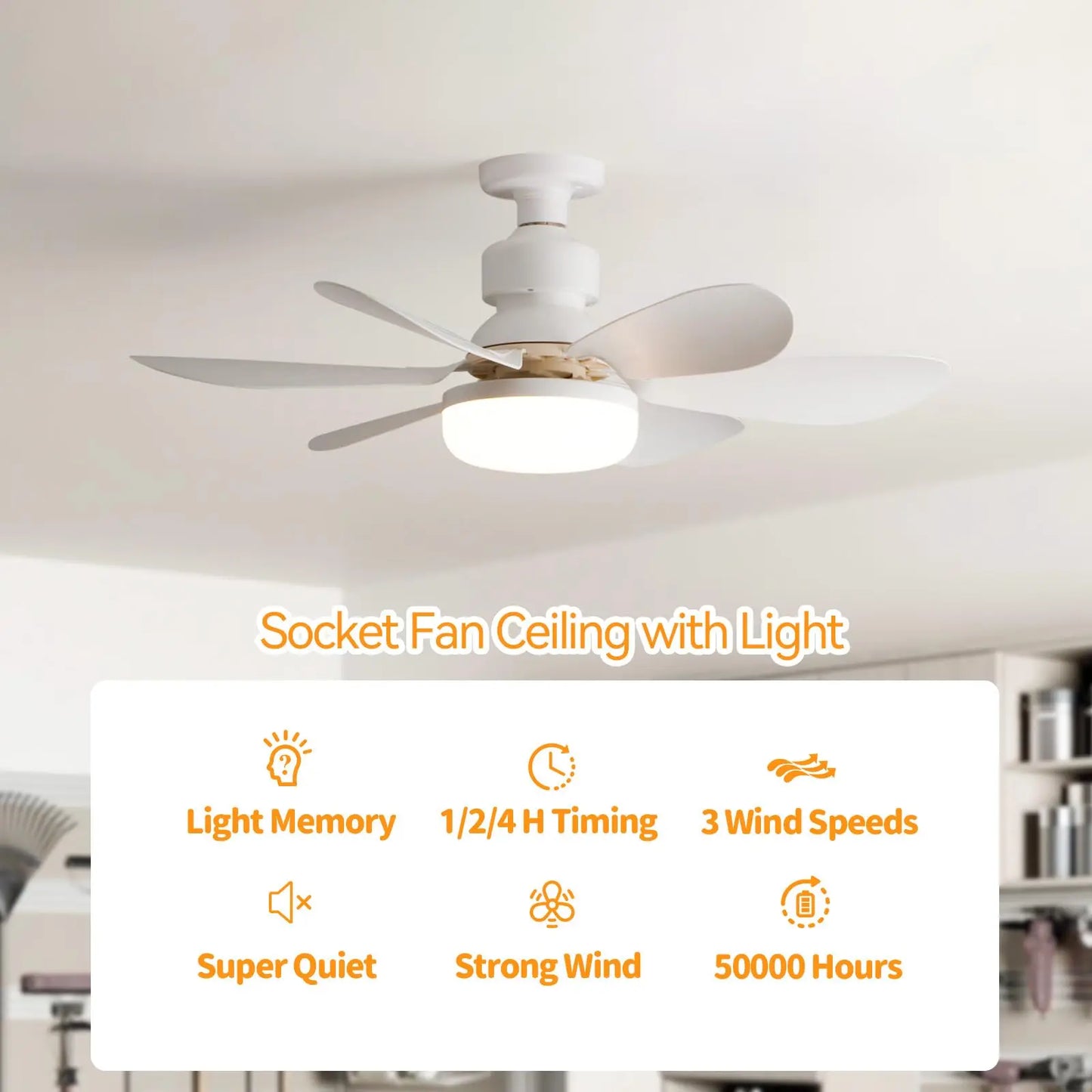 Modern Ceiling Fan with Remote Control and Included Dimmable LED Bulbs