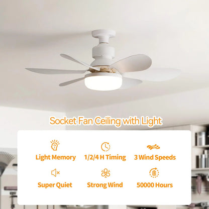 Modern Ceiling Fan with Remote Control and Included Dimmable LED Bulbs