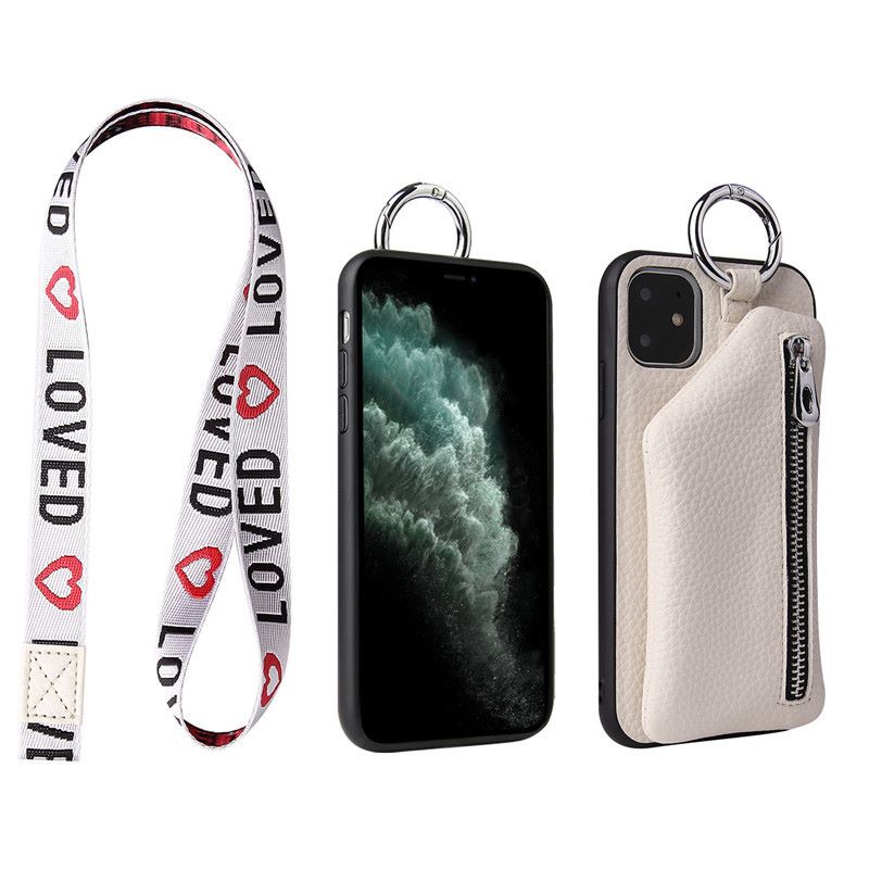 Modern PU Leather Phone Cover with Versatile Lanyard and Coin Holder