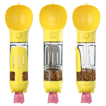 Multifunctional Pet Water Bottle with Food Storage and Waste Dispenser