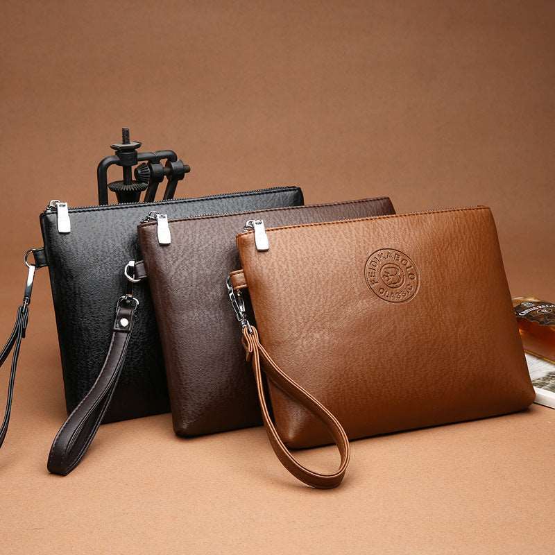 New Business Style Men's Clutch Large Wallet Soft PU Leather Male Wristlet Pack Bag Elegant Leisure Stylish Hand Bags Man  Pouch at www.acheckbox.com Perfect gift for christmas thanksgiving halloween black friday holidays