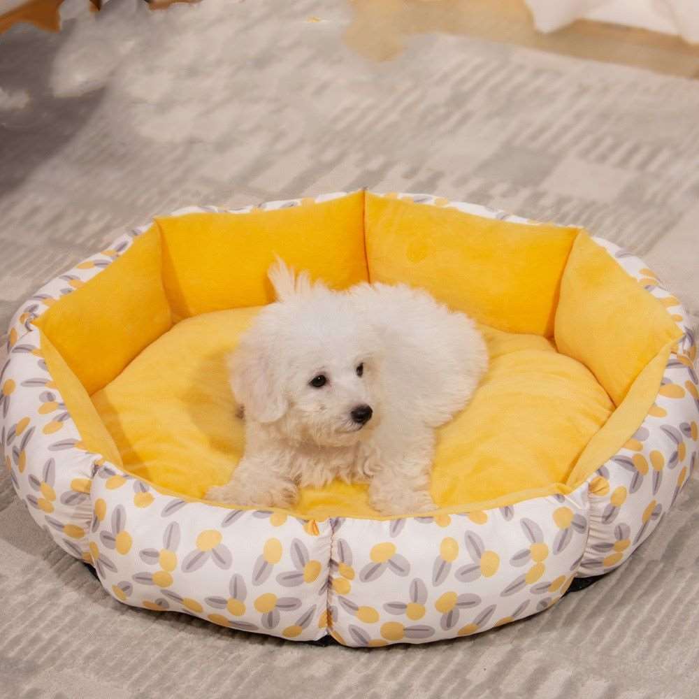 Octagonal Cage Dog Bed with Plush Fleece Lining