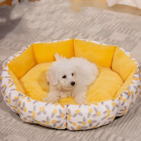 Octagonal Cage Dog Bed with Plush Fleece Lining