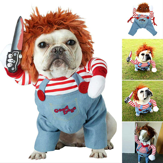 Best Selling Trending Pet Halloween Costume Kit Clothes Wig and Foam Knife