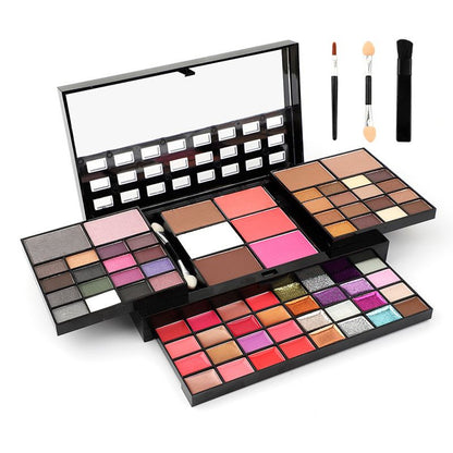 Portable 4-Layer Palette with Mirror - Your Complete Makeup Kit