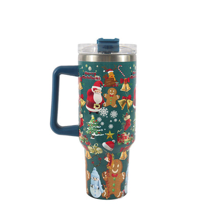 Portable Christmas-themed coffee tumbler