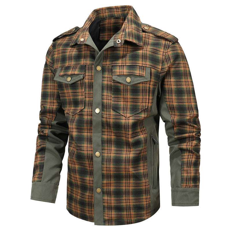 Premium Plaid Shirt Jacket with Nylon Durability