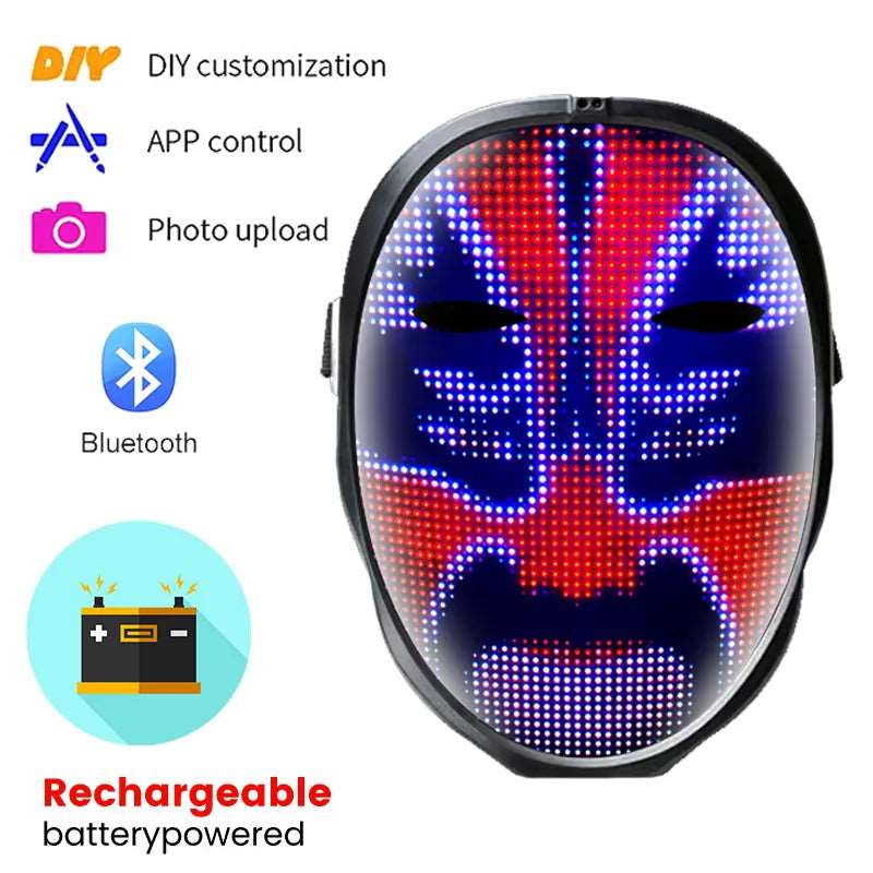 Digital Smart App Controlled LED Cosplay Face Changing Mask