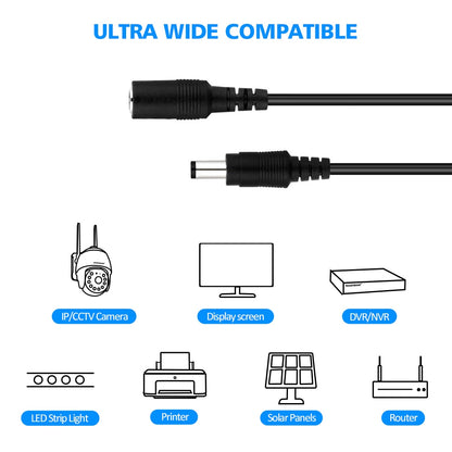 2M 6.56 FT 5M 16.5 FT 10M 33FT DC Extension 5.5x2.1mm Power Cord Cable Extender For CCTV Security Camera 12 Volt Extension Cord at acheckbox