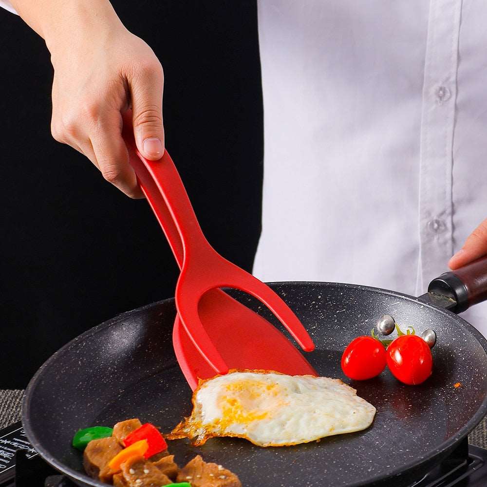 2 in 1 Nylon Grip Flip Tongs and Egg Spatula Tongs