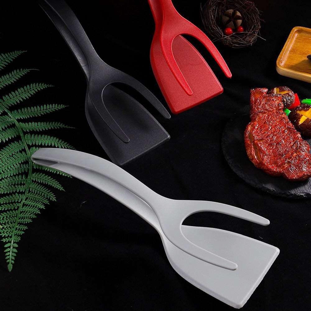 2 in 1 Nylon Grip Flip Tongs and Egg Spatula Tongs