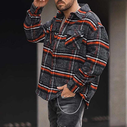 Size-Up for Optimal Fit in Plaid Shirt Jackets
