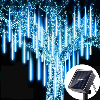 Solar LED meteor lights Waterproof fairy garden decor Outdoor string lights holiday Energy-efficient Christmas decoration High-quality solar street garland Multicolor LED light string www.acheckbox.com