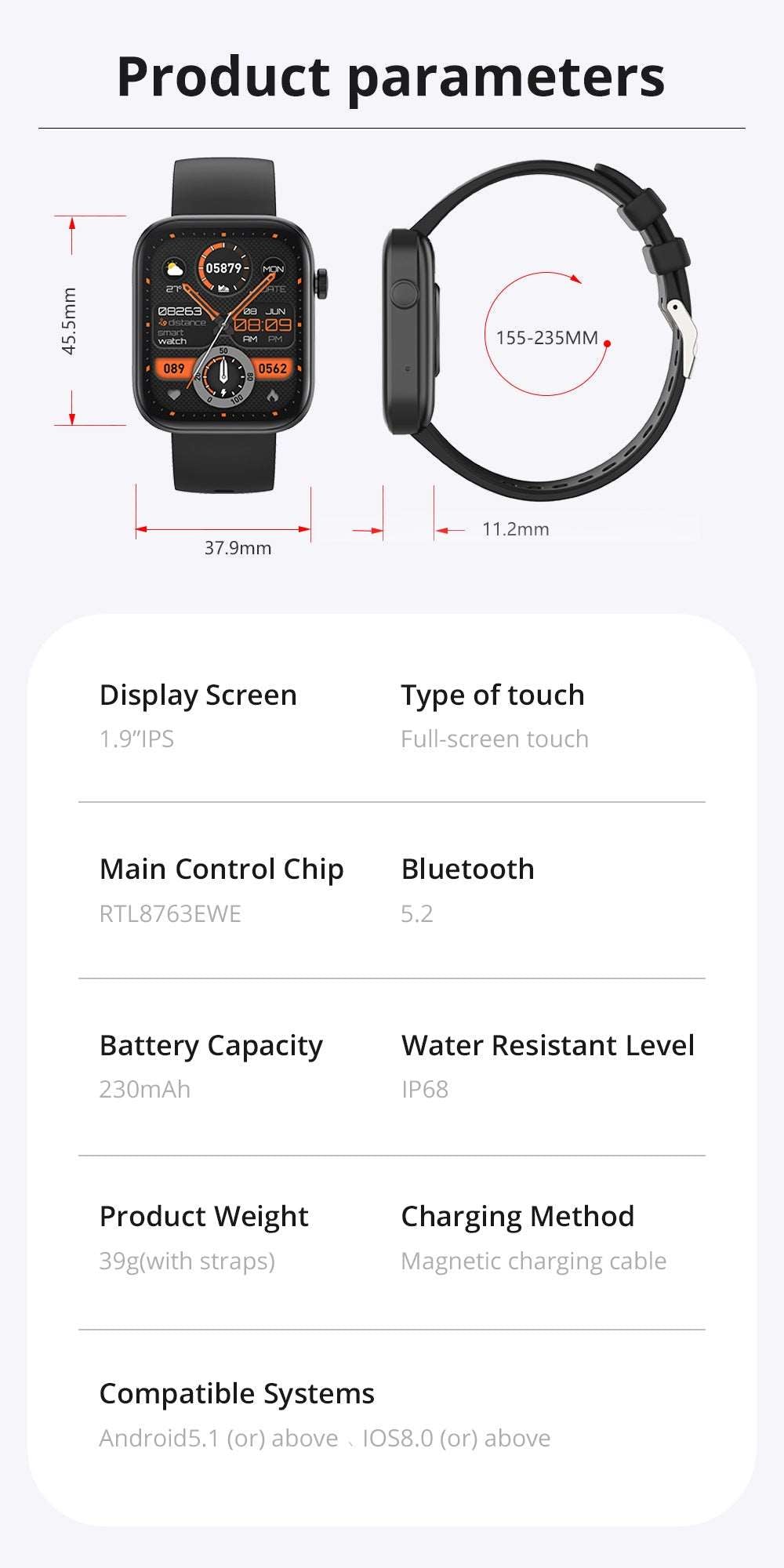Sports Black smartwatch with full color TFT screen impressive battery life, comprehensive health monitoring, IP67 waterproof and remote control selfie, companion for fitness and daily life at acheckbox halloween gift