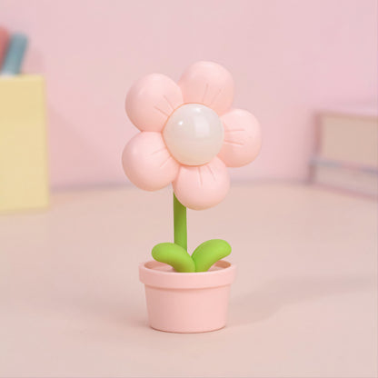 Sunflowers night light, mini flower-shaped night lamp, decorative lamp, cute room decor, kawaii desktop ornament, portable flower shaped night light, enchanting light www.acheckbox.com