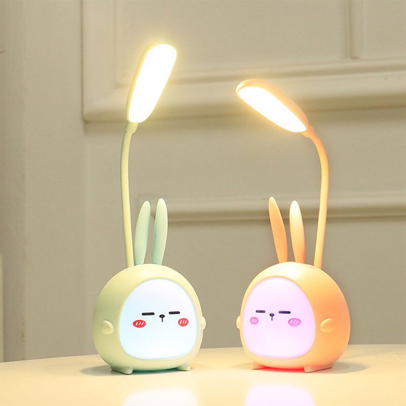 USB LED Desk Lamp Rabbit Light Cute Cartoon Lamp USB Rechargeable LED Reading Light Eye Protection Colorful Night Light New at acheckbox