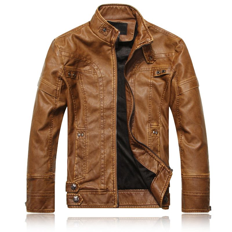 Ultimate Winter Protection for Motorcycle Enthusiasts biker style jacket in brown color