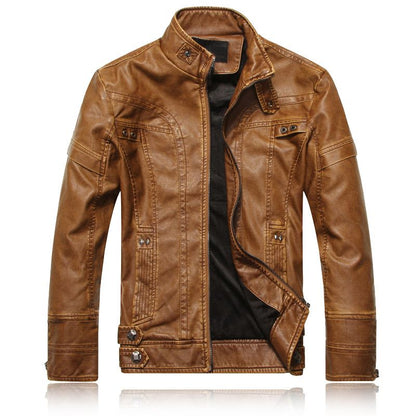 Ultimate Winter Protection for Motorcycle Enthusiasts biker style jacket in brown color