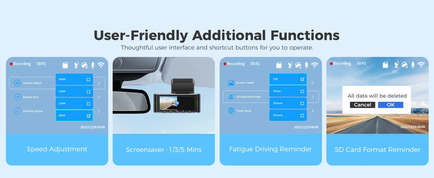 User friendly car dash cam