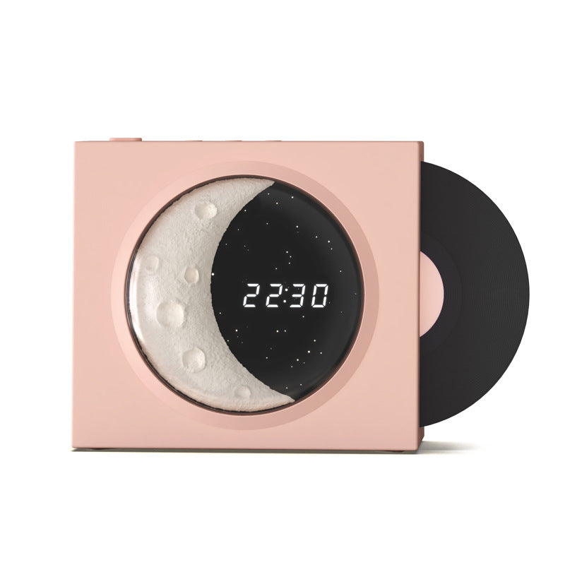 Vintage Pink Record Player Range Moon Bluetooth Speaker High Definition Sound Quality Charge Music Moon Clock Starry Sky Light Decor at acheckbox. Perfect gift for Halloween thanksgiving black friday christmas