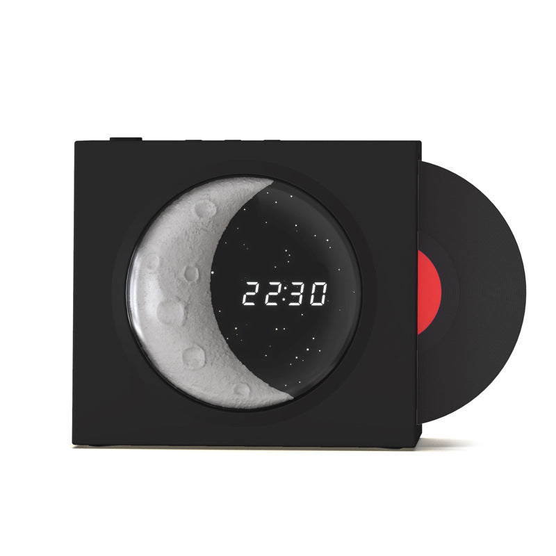 Vintage Vinyl Black Record Player Range Moon Bluetooth Speaker High Definition Sound Quality Charge Music Moon Clock Starry Sky Light Decor at acheckbox. Perfect gift for Halloween thanksgiving black friday christmas