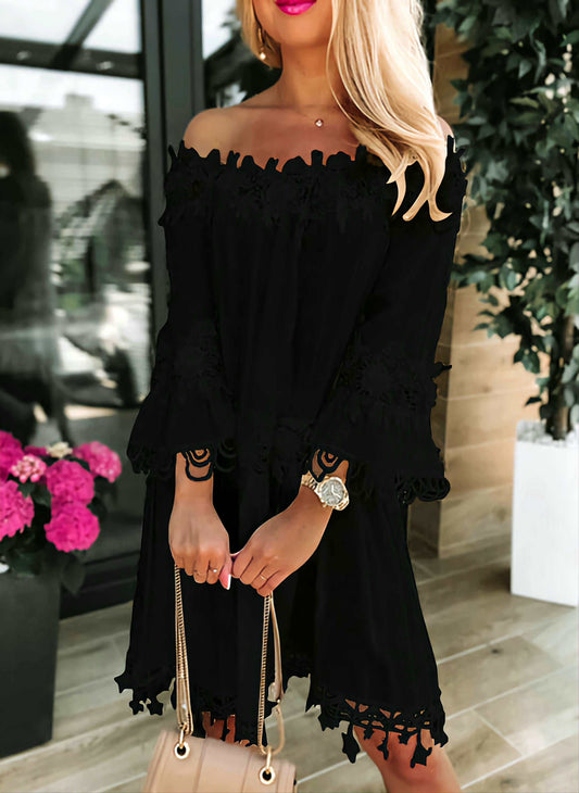 Women's Bell Sleeve Lace Dress in Classic Colors