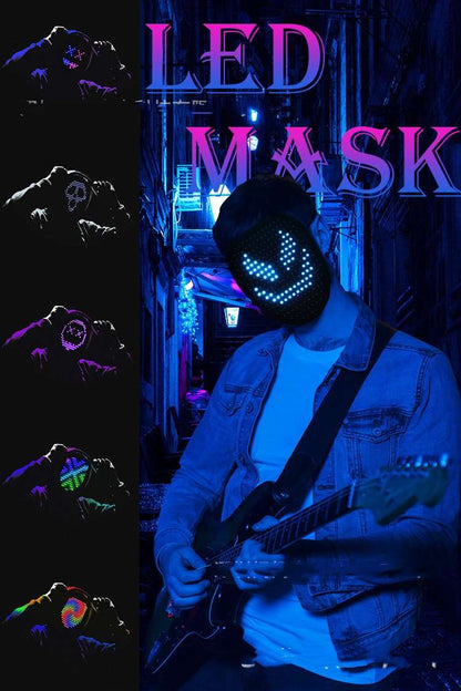 LED Glow Mask with Type C Charging For Halloween