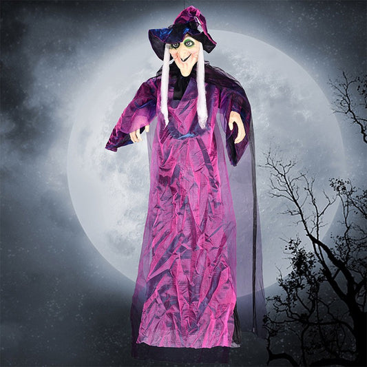 Summon Halloween Magic with Voice Activated Hanging Witch Decor