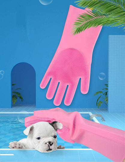 Gentle Pet Grooming Anti Scratch Bathing Gloves